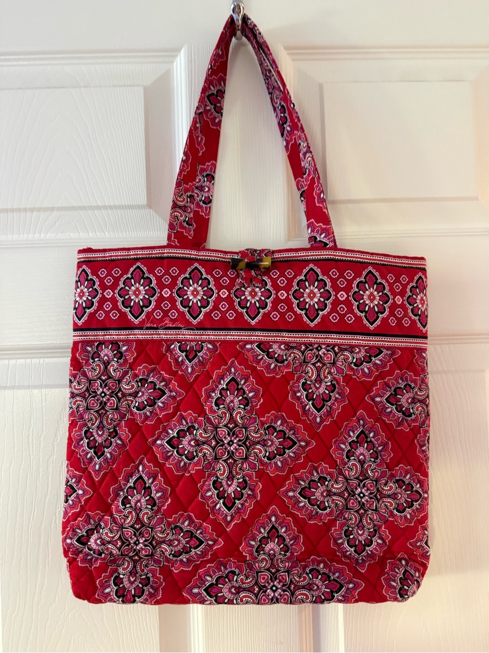 Vera Bradley Quilted Tote Bag - Frankly Scarlet Paisley (Retired/Rare) Like New